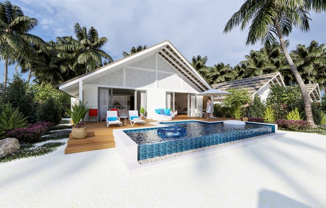 cora cora maldives resort, beach pool villa