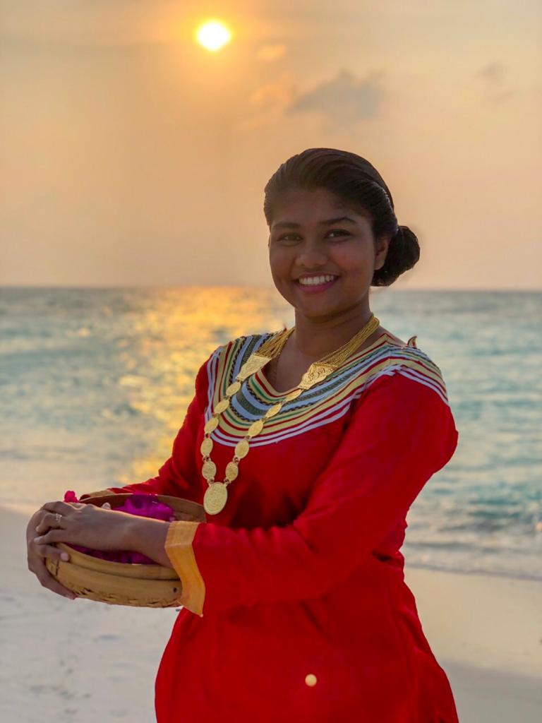 Image of MALDIVES. - Young Girl In Traditional Maldivian Dress (dhivehi  Libaas), Rinbudhoo Island, South Nilandhoo Atoll, 1980. Full Credit: CPA  Media - Pictures From History / Granger, NYC. From Granger - Historical  Picture Archive